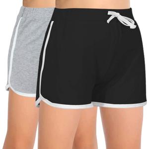 GORLYA 2 Pack Girl's Active Wear Play up Workout Gym Athletic Sport Running Casual Dolphin Shorts (Gray)