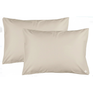 FEATHER & STITCH NEW YORK 100% Cotton 2 Piece King Pillow Cases, 300TC Ultra-Soft Pillowcases with Envelope Closure, Wrinkle- Fade- Stain Resistant - 20x40 inches (King/Pillowcase, Beige)