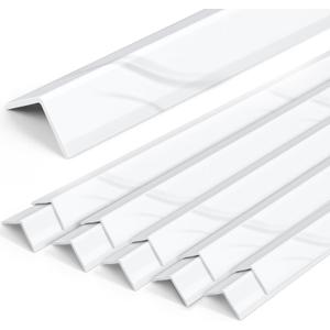 Ripeng 10 Pack 48 Inch Trim Kit in Carrara Marble, Marble Tile Edge L Shaped Trim Wall Corner Protector Guards Ease to Install for 5mm Fence Wall Tiles Fence Boards Door Countertop Furniture Cabinet