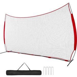 16x10FT Sports Barrier Net, Barricade Backstop Net with Upgrade Steel Frame, Protective Net for Baseball, Lacrosse, Soccer, Basketball & More