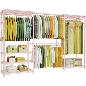 E1 Heavy Duty Closet Garment Rack, 6 Tiers Expandable Clothing Storage