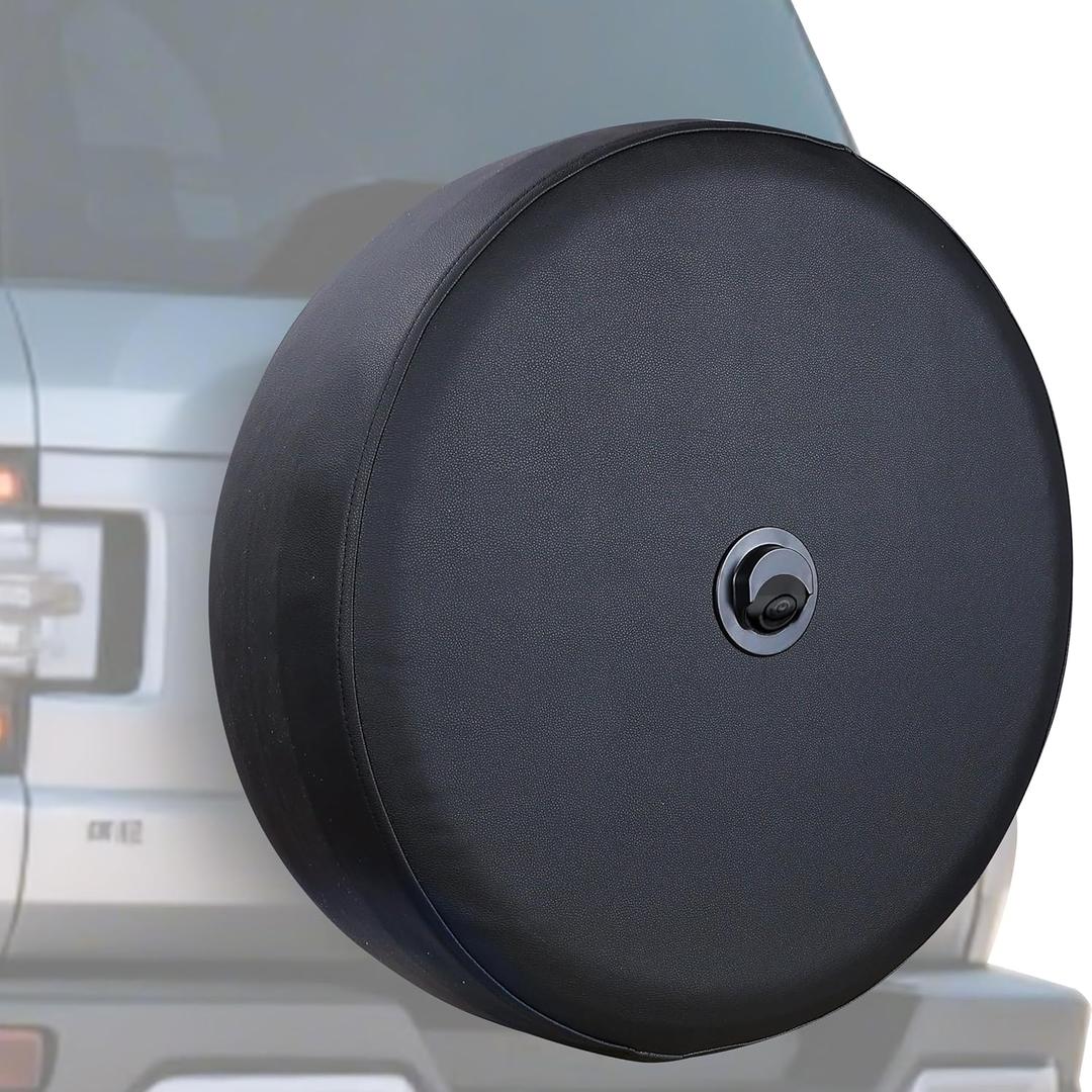 Amooca Spare Tire Wheel Cover with Backup Camera Hole Compatible with Ford Bronco2021-2025 Spare tire Exterior Accessories Black 32" for Big Bend, Black Diamond & Outer Banks