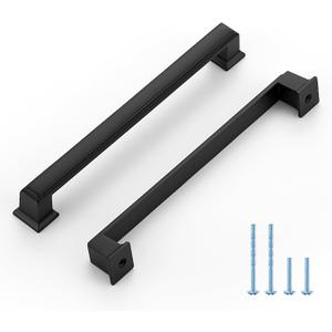 Ravinte Hardware 10 Pack Matte Black Cabinet Pulls, 6-1/4 Inch (160mm) Hole Center Zinc Alloy Drawer Handles for Kitchen Cabinets, Cupboards, Dressers, Square Solid Metal Hardware