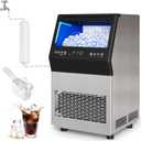Commercial Ice Maker Machine, 110Lbs/24H Stainless Steel Undercounter Freestanding Ice Maker with 12Lbs Storage Capacity, Self-Cleaning, LED Digital Display, 45 Ice Cubes 8Mins, Home/Bar/Restaurant