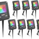 10W Low Voltage Landscape Lighting RGB Color Changing LED Landscape Lights Remote Control Waterproof Garden Patio Spotlight Decorative Lamp for Outdoor Indoor(8 Pack/NO Plug)