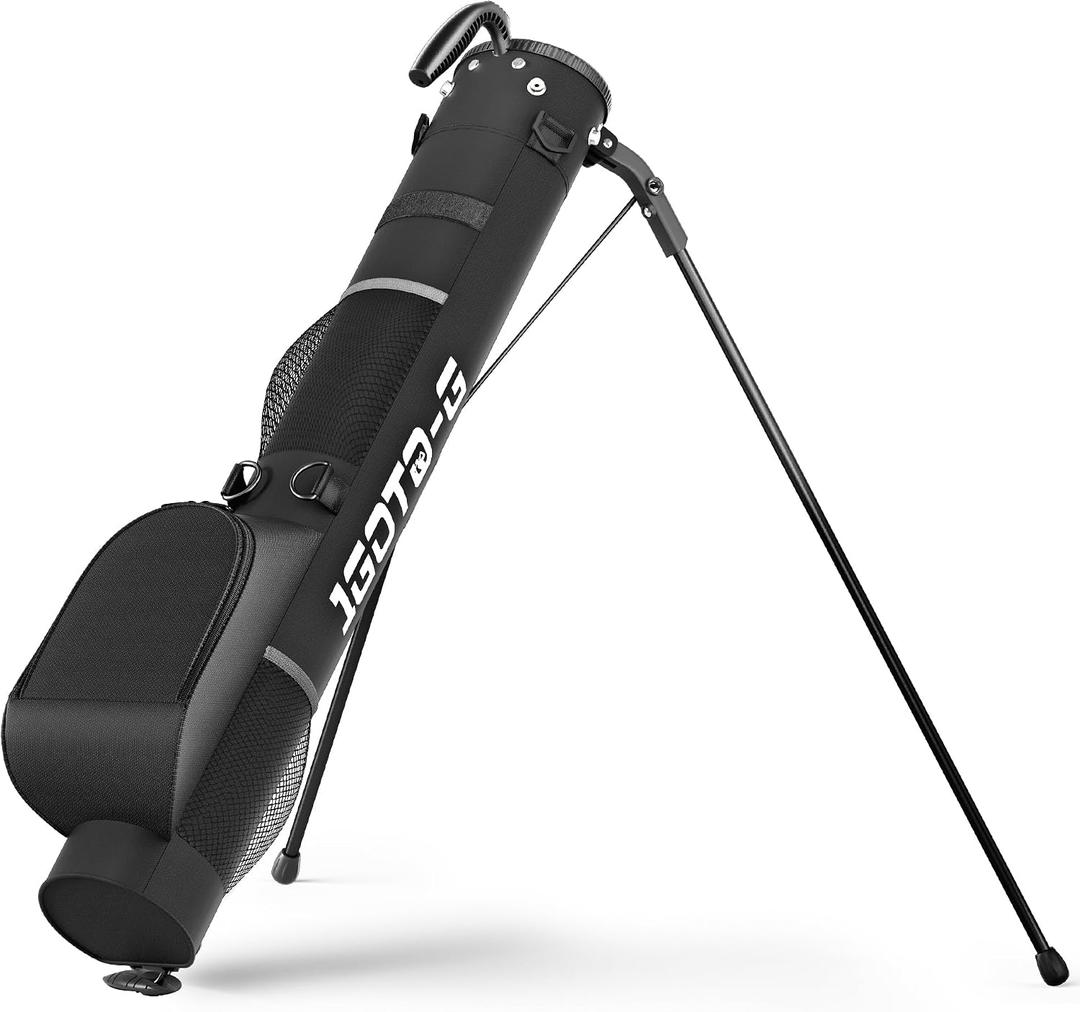 Golf Lightweight Stand Bag - Par 3 Sunday Small Golf Bag with 2 Way Dividers Rain Hood Shoulder Strap and Multiple Storage Pockets for Men and Women