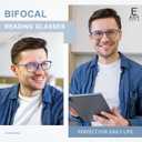 EASY READ 2 Pairs TR90 Bifocal Reading Glasses for Men,Rectangular Sport Blue Light Blocking Readers with Spring Hinge