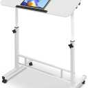 Aconcept Tiltable Small 32 x 16 inch Standing Desk, White Sit Stand Up Rolling Desk with Wheels, Height Adjustable 25-44" for Tablet Laptop and Walking Pad