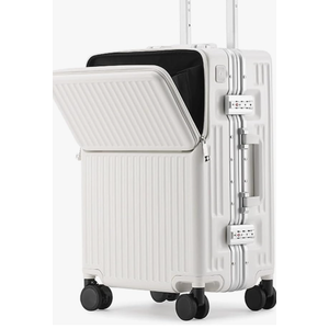 ZMY Carry on Luggage with Charging Port, Lightweight Hardside Suitcase with TSA Lock and Spinner Wheels (White, 20 inches)
