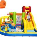 Inflatable Obstacle Bounce House, Kids Bounce House Water Park with Water Slides, Surprise Dump Bucket, Obstacles,Jumping, Tunnels, Climbing,Water Cannon, and Ball Shooting Frame