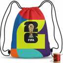 FIFA World Cup DIY Drawstring Backpack Kit Soccer Fan Sewing Craft Project Includes 24" x 43" Multicolor Canvas Panel12ft Nylon Paracord & Instructions Create a 17" x 13" Handmade Sports Bag