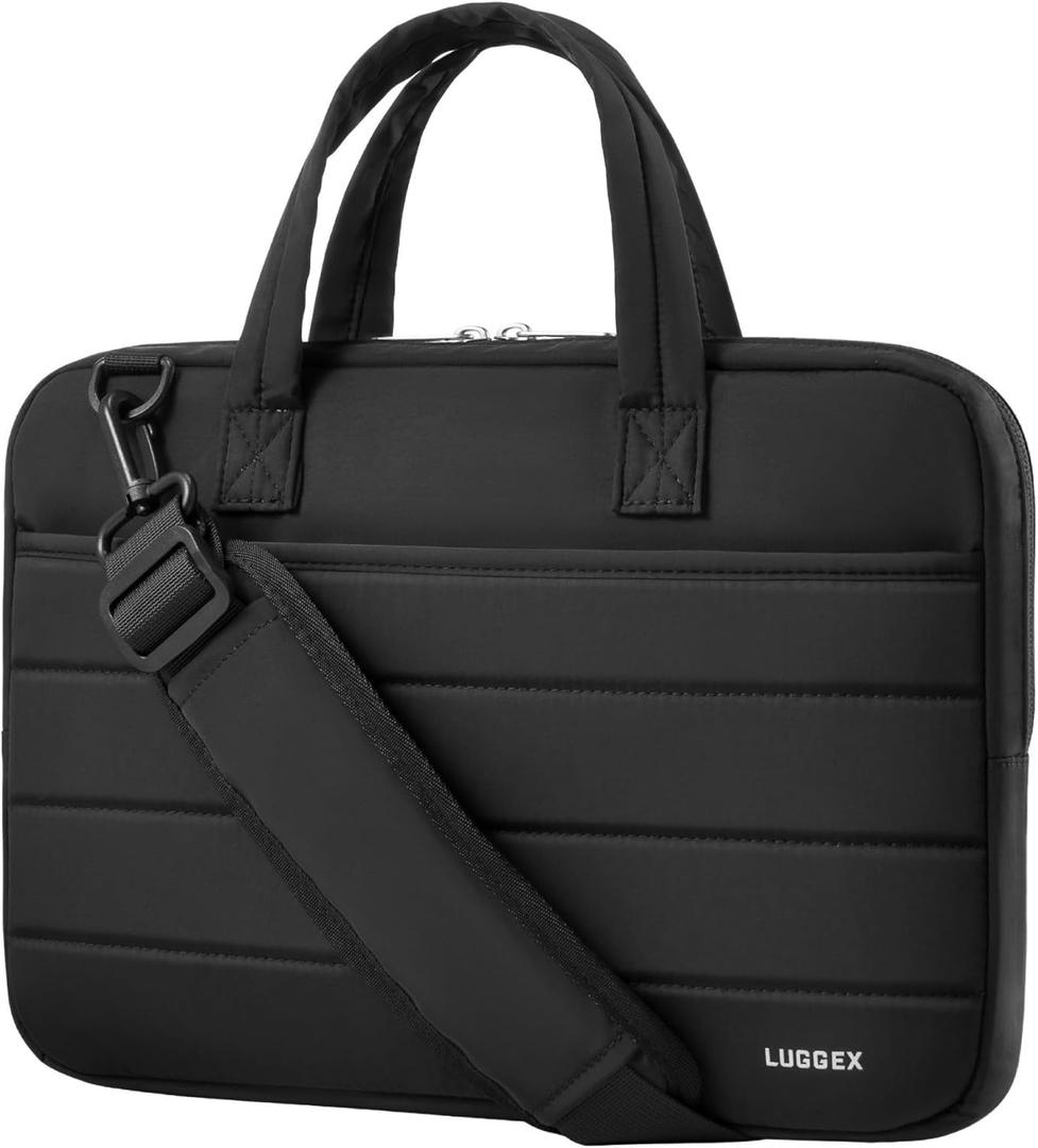 LUGGEX Laptop Bag 13-14 Inch, LTX02 360 Protective Laptop Sleeve with Shoulder Strap, Compatible with MacBook Air/Neo/Pro 13/14 Inch (LTX-Core, Black)