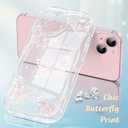 2 x Compatible for iPhone 15 Case, Pretty Butterfly Print Three-Dimensional Wave Clear Case for Girls Women, Soft Full Package Anti-Fall Cover for iPhone 15, Pink Butterfly