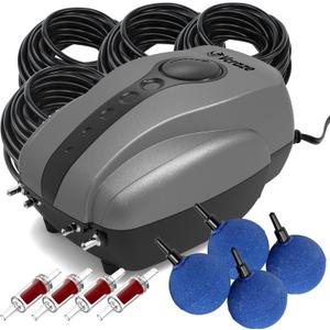 Pond Aerator Pump with Check Valves Air Stones Airline Tubing, All-in-1 Pond Air Pumps for Outdoor Ponds