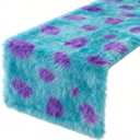 Newwiee Monster Party Table Runner Furry Monster Design Runner 13 x 72 Inch Blue Cartoon Table Cover for Birthday Party Decorations Supplies