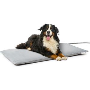 Toozey Outdoor Pet Heating Pad 28x16in, Extremely Waterproof Heated Bed for Dogs and Cats, Thermostatic Control, Chew-Resistant Cord, Soft Electric Blanket with Overheat Protection