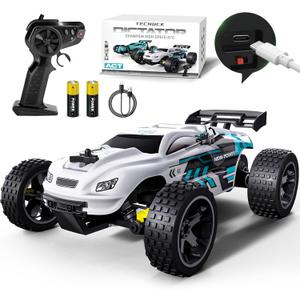 Tecnock RC Cars Remote Control Car for Kids, 1:18 Scale 20 KM/H 2WD Offroad Buggy, 2.4GHz RC Racing Car with USB-C Easy Charging & 50 Mins Playtime, Toys Gifts for Boys & Girls