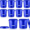 Tioncy 10 Pcs 2 Gallon Plastic with Lid Heavy Duty 2 Gallon Pail with Lid Handle for Storage Container Home Household Cleaning(Blue)