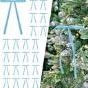 2 x 24 Pcs Light Blue Velvet Bows Ornaments for Christmas Tree, Vintage Rustic Velvet Christmas Bows Tree Decorations, Indoor Home Decor for Wreath Mantle Gift Wrap Holiday Decor, 3/8'' W, 5 * 7 inch