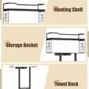 Aetyord Towel Racks for Bathroom 31inch Wall Mounted Towel Rack,Floating Shelf with Wood Plank,Towel Storage for Bathroom can Holds 6 Large Rolled Towels,All Black