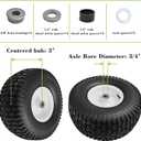 Parts Camp 15x6.00-6nhs Lawn Mower Tires and Wheels with 3/4" Bushing and 3" Centered Hub, Rubber Pneumatic Tire for Husqvarna Craftsman Riding Mowers (2 Packs)