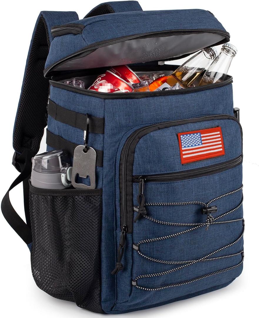 Portable Tactical Backpack Cooler, 25L Storage Long Hours Temperature Retention Outdoor Insulated Cooler Bag, Leakage-Proof Cooler Backpack for Hiking Picnic Camping Beach (Blue)