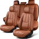 Auto Car Seat Covers Accessories Full Set Leather Cushion Protector Breathable Waterproof Seat Cover for Cars Universal Fit (Brown, FullSet Without Headrest)