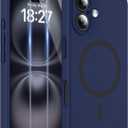 Magnetic for iPhone 16 Case, Compatible with MagSafe, Two 9H Screen Protectors, Full Camera Protection, Military-Grade Protection Silicone Phone Cover for 16 6.1", Dark Blue