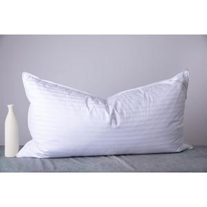 King Size Goose Down Feather Hotel Collection Bed Pillows for Sleeping One Pillow for Back, Stomach or Side Sleepers Stripe White Color (King (Pack of 1