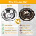 Drip Pans Electric Stove Drip Pans, Chrome Stove Drip Pans Replacement Compatible for Most Plug-in Electric Ranges include Silver 2 * 6in and 2 * 8in