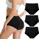 Period Underwear for Women Heavy Flow, Absorbency Leak Proof, All - Day Long Overnight Protection, Postpartum Briefs (Black-3pack)
