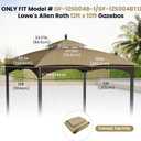 10x12ft Canopy Replacement Top for Lowe's Allen Roth Gazebo #GF-12S004B-1, Two Tiered Waterproof Gazebo Cover Roof with 8 Drainage Holes for BBQ Outdoor, Khaki