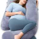 Momcozy Pregnancy Pillows for Sleeping, U Shaped Full Body Maternity Pillow with Removable Cover - Support for Back, Legs, Belly, HIPS for Pregnant Women, 57 Inch Pregnancy Pillow for Women, Grey (Grey)