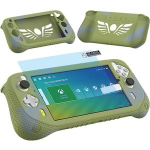 JCHPINE Silicone Cover Case for Logitech G Cloud Gaming Handheld, Protective Skin Sleeve for Logitech G Cloud Gaming Console Screen Film Protector Accessories (Green Case and Screen Film)