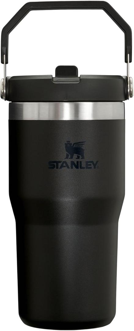 Stanley IceFlow Flip Straw Tumbler with Handle 20 oz | Twist On Lid and Flip Up Straw | Leak Resistant Water Bottle | Insulated Stainless Steel |BPA-Free | Black 2.0