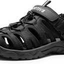 NORTIV 8 Men's Sandals, Closed Toe Athletic Sport Sandals, Mens Summer Shoes, Lightweight Trail Walking Sandals for Men (7.5, Black)
