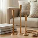 Gold Iron Taper Candle Holder Set of 3, Heavy Wrought Iron Candlestick Holders Decorative Candle Stand, Vintage Candle Holder for Wedding, Dining, Home Decoration