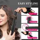 SKIMI Airflow Styler, Titanium Flat Iron Hair Straightener, Professional Curling Iron with Cooling Air Vents to Lock in Style, 5 Temps & Dual Voltage, Auto Off (Black & Bright Champagne).