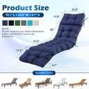 Chaise Lounge Cushions Outdoor, Waterproof & Fade Resistant Patio Lounge Chair Cushions for Outdoor Furniture, Chaise Cushion with Ties for Patio, Pool, Lawn and Beach, 75.1x22.8x4.7 Inch, Navy Blue