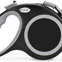 Retractable Dog Leash 26 FT, Heavy Duty Dog Leash for Dogs up to 110lbs, Strong Nylon Tape No Tangle, One-Handed Brake, Pause, Lock, Perfect for Medium Large Dogs (Black, 26 FT(66-110 LBS)