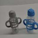 Dr. Brown's Milestones Narrow Sippy Straw Bottle, Spill-Proof with 100% Silicone Handles and Weighted Straw, 8 oz/250 mL, Gray & Blue, 6m+