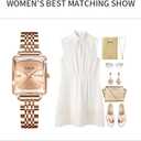 Stainless Steel Rose Gold Diamond Quartz Wristwatch, Fashionable Square Waterproof Date Ladies' Watch