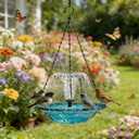 Hanging Bird Bath Fountain, Cascading Outdoor Water Fountain with USB, Hanging Bird Bath with Flowing Water, for Gardens, Lawns, Patios, Eaves, Courtyards