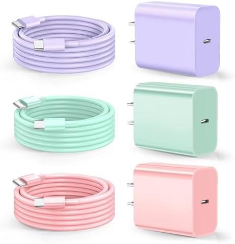 Dayaoncy Compatible with iPhone 16/15 Charge Fast Charging, 20W USB C Wall Charger with 3Pack 10FT USB C Cable, Type C Fast Charger Compatible with Phone/Android/Phone/Samsumg/Pad