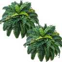 Giegxin 2 Pack 49''/95 Leaves Artificial Ferns for Outdoors, Large Fake Boston Ferns Bush, Realistic UV Resistant Faux Silk Plants for Porch Patio Hanging Garden Balcony Office Living Room Decor