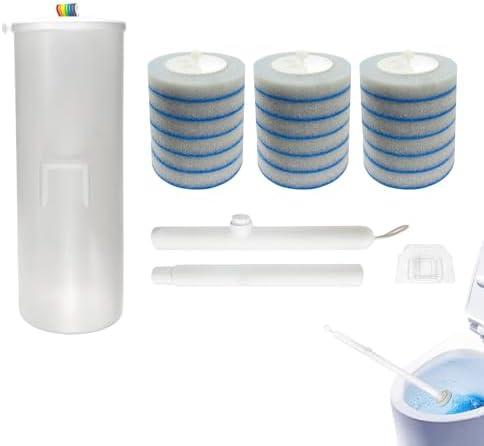 Disposable Toilet Brush&Holder with 18pcs Refills Pads, Toilet Cleaning Kit System,Toilet Bowl Cleaner Wand Holder and Set (1 Wand+1 Caddy+18 Refills)