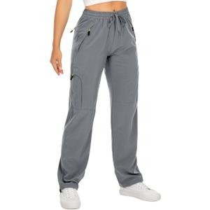 Toomett Women's Hiking Cargo Pants Quick Dry UPF50+ Outdoor Pants for Women Fishing Safari Travel Stretchy Pants with Pockets, 6608, Grey, L