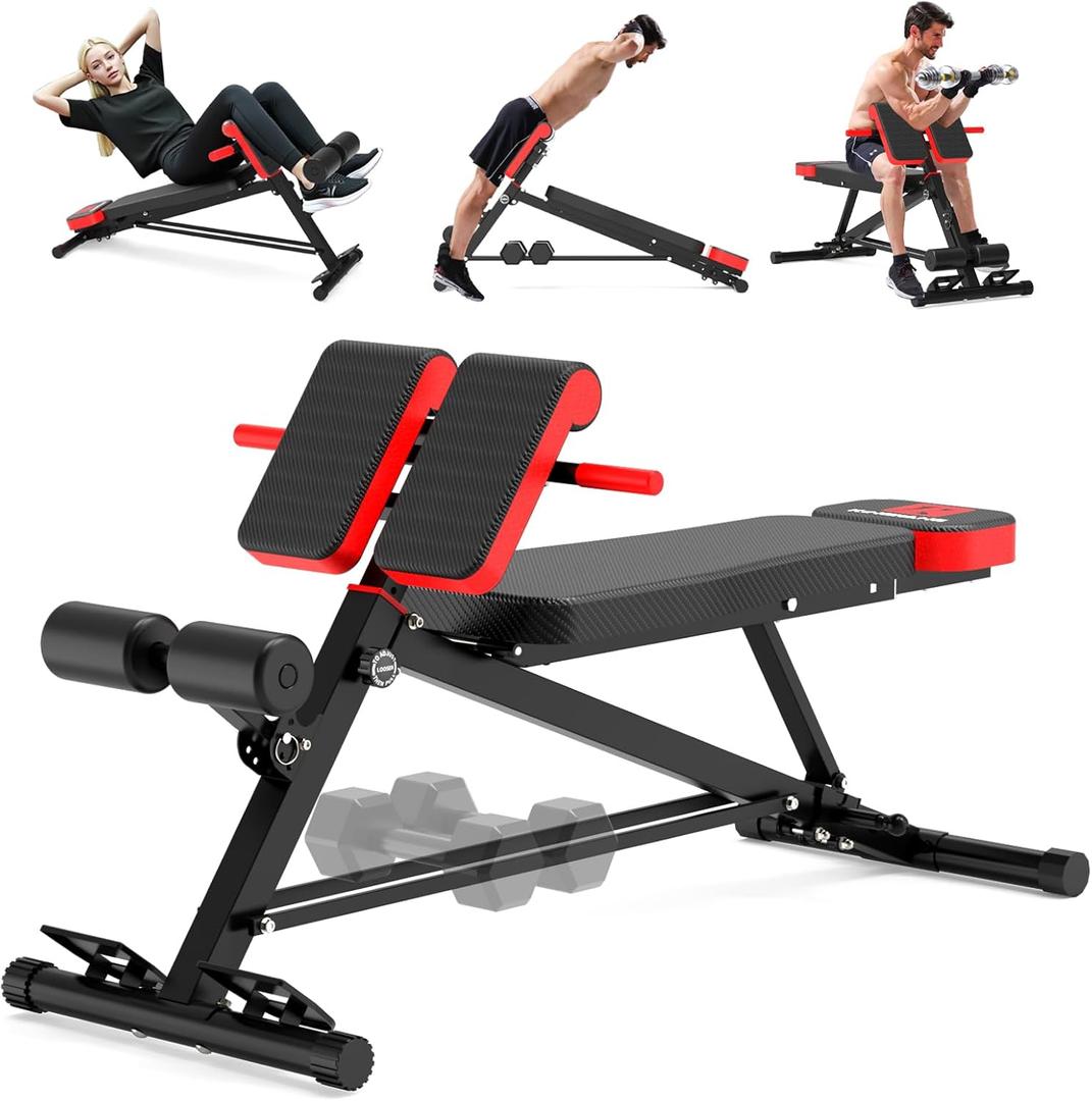 K KiNGKANG Adjustable Weight Bench,Multi-Functional Roman Chair for Full All-in-One Body Workout Hyper Back Extension and Sit Up