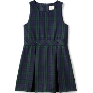 Lands' End Girls Uniform Plaid Jumper (14, Classic Navy/Evergreen Plaid)