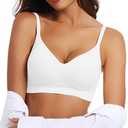OEAK Womens Wireless Bras Comfortable Push Up Bra No Underwire Bra Full Support Lift Bralette Everyday Seamless Tshirt Bras White M